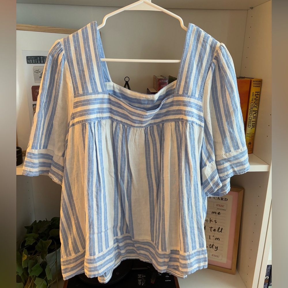 Blue and White Striped Top